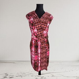 Laundry By Shelli Segal Pink Snakeskin Print Faux Wrap Dress Size 6